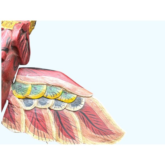 Hand-Carved Vintage Flying Elephant Figurine With Painted Wings & Trunk Detail - Picture 14 of 16